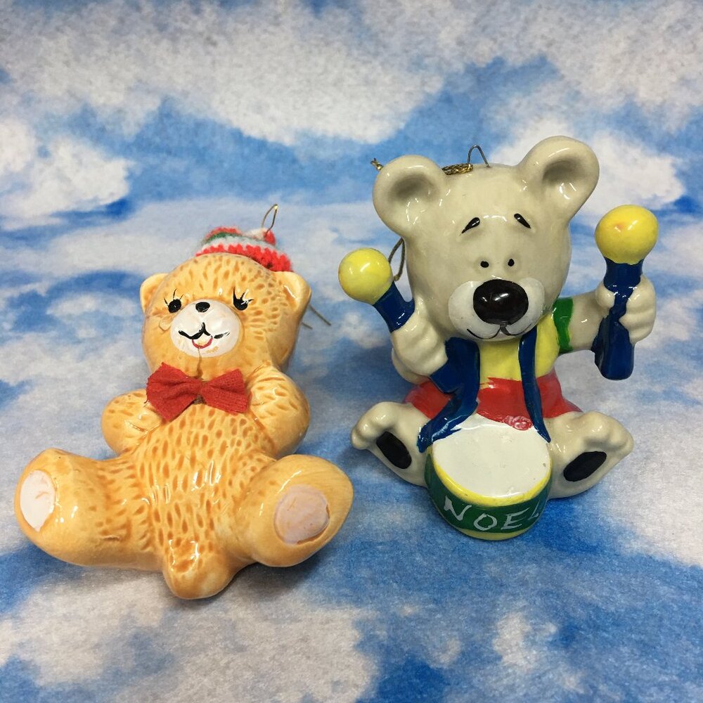 Christmas Ceramic Bears Vintage Christmas Ornaments
